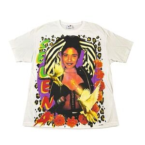 Selena Quintanilla Tshirt White Multi Color‎ Size XL  AOP Backstock Co